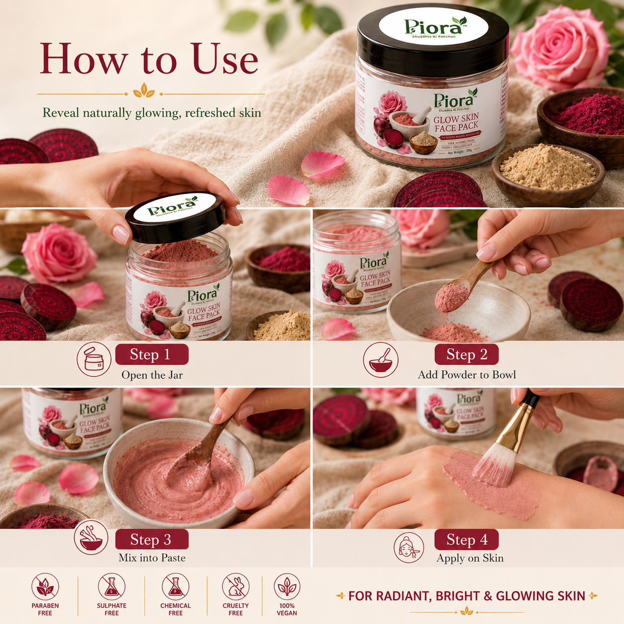 PIORA GLOW SKIN FACE PACK